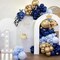 Blue and Gold Balloons, 60Pcs 12Inch Navy Pearl Blue Party Balloons with Metallic Gold Blue Helium Balloon Blue Gold Confetti Latex Balloons Set for Boys Birthday Baby Shower Christening Decorations